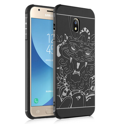 

Goowiiz Phone Case For Samsung Galaxy J3 2017 J3Pro Carved Dragon Thin Matte soft Silicone Prevent falling