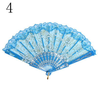 

Chinese Style Dance Party Wedding Lace Folding Hand Held Flower Fan
