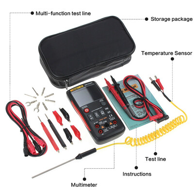 

Q1 Red True-RMS Digital Multimeter Button 9999 Counting Analog Bar Graph AC DC Voltage Ammeter Current Ohm Automatic Manual