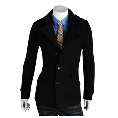 

Zogaa New Mens Wool Coat Spring Casual Single-breasted