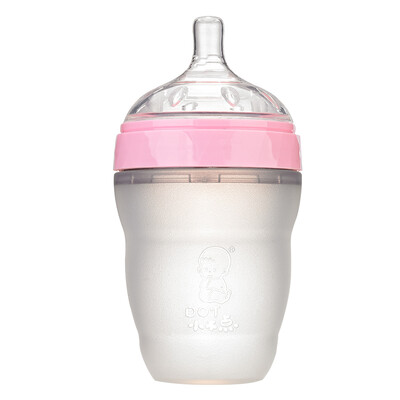 

Small Dot DOT Newborn Anti-flatulence Easily Suction Simulation Breastmilk Wide Caliber Silicone Bottle 180ml Pink