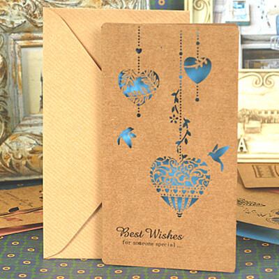 

FANLUS Retro Kraft Paper Hollow Carved ZAKKA Greeting Cards For BirthdayWedding PartyThanksgiving dayEnvelope included