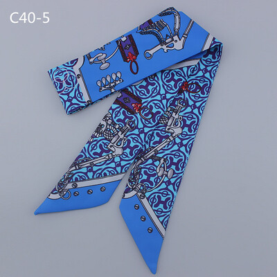 

JeouLy 2018 Women Skinny Scarfs Fashion Print Twilly Headband Spring Summer Decoration For Handbag Hair Wrist bag tape orange
