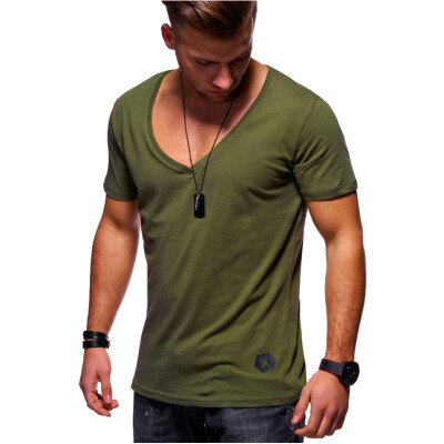 

Summer Mens Short Sleeve V-neck Fitness Sport T Shirt