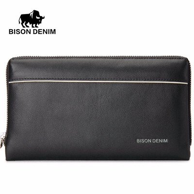 

Men Wallets Genuine Leather Purse Luxury Brand Business Day Mens Clutch Bag Long Wallets Wristlet Handy Bag N2292-1