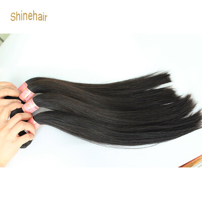 

Shine Hair Raw Indian Hair Straight Remy Hair Weaving 10-30 inch 100 Human Hair Bundles Natural Color Double Weft