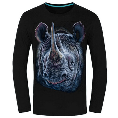 

Causul Men's Wear Night Wolf 3D Animal Printed T Shirt Men ,Black Cotton One-Neck Slim Fit Hip Hop T Shirt Men Clothing