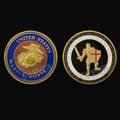 

Gold Plated US Marine Corps Core Challenge Commemorative Coin Skull&bones coins Collectible Gift