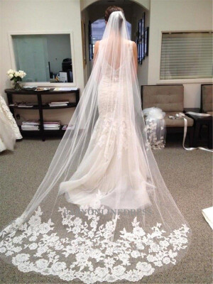 

100 ReaI Photo One Layer Tulle Lace Edge Cathedral Wedding Veils 3 M Long Bridal Veil With Comb Wedding Accessories