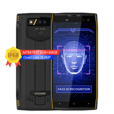 

DOOGEE S50 IP68 Waterproof Smartphone 5180mAh Fast Charge 57 Display MTK6763T 25 GHz Octa Core 6GB 64GB 160MP Quad Cameras