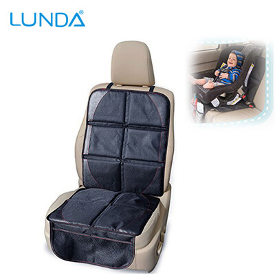 

LUNDA Luxury leather Car Seat Protector Child or baby car seat cover Easy Clean Seat Protector Safety Anti Slip Universal Black
