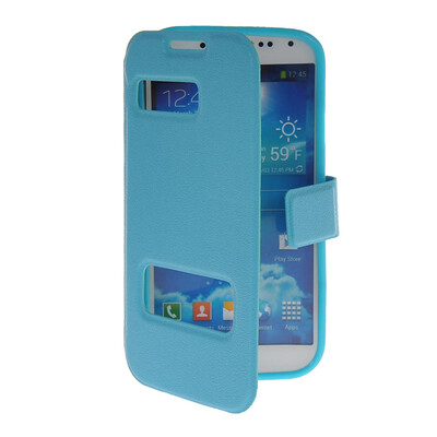 

MOONCASE View Window Leather Side Flip Pouch Stand Shell Back ЧЕХОЛ ДЛЯ Samsung Galaxy S4 I9500 Blue