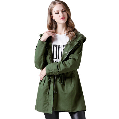 

BURDULLY Fashion Women Winter Trench Coat Plus Size 2018 Autumn Army Green Hooded Long Coat Ladies Outwear Sobretudo Feminino