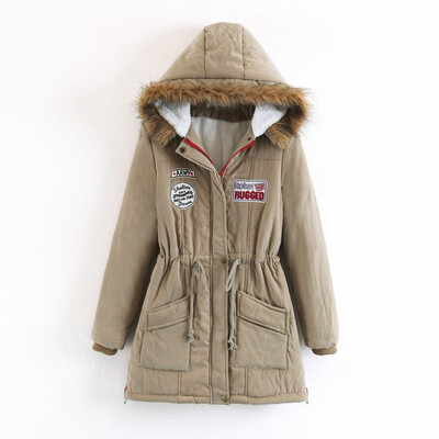

2018 winter new hooded long-sleeved parkas womens cotton-padded coat