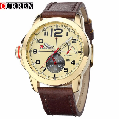 

Curren Watches Men Top Brand Luxury Cow Leather Strap Quartz-Watches Sport Mens Watches Waterproof Relogio Heren Hodinky 8182B