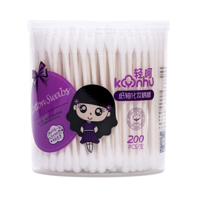 

Light Kynhu paper shaft cotton swab 200 paper stick cotton swab remover eye shadow tip round head beauty tools