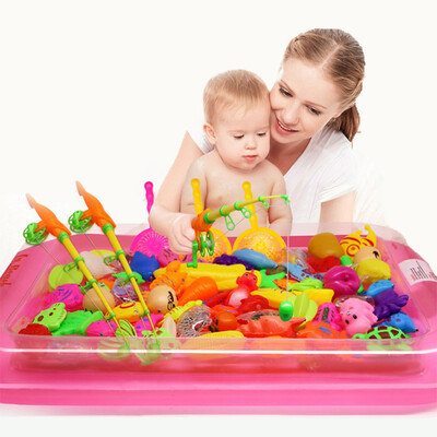 

40pcslot With Inflatable pool Magnetic Fishing Toy Rod Net Set For Kids Child Model Play Fishing Games Outdoor Toys