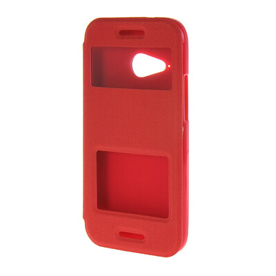 

MOONCASE Сторона Флип жесткий борт тонкий кожаный кронштейн Окно чехол для HTC One Mini 2 M8 Mini красный