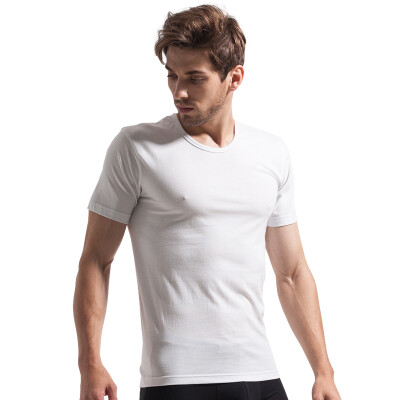 

Seven wolves men short sleeve T-shirt round neck cotton pure color cotton sweater 98713 white