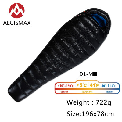 

AEGISMAX D Series White Duck Down Mummy Camping Sleeping Bag Cold Winter Ultralight Baffle Design Camping Splicing