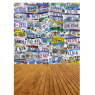 

License plates Photo Backdrop 57FT Vinyl Fabric Cloth Digital Printing Photo Background s-1094