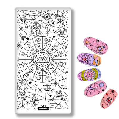 

Constellation Series Rectangle Nail Stamping Template Divination Star Fish scorpion Design Manicure Art Image Print Plate C59