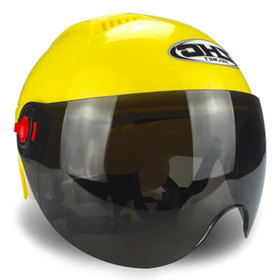 

ZHC electric car helmet men&women battery car full face helmet electric bicycle female riding helmet Harley models half helmet four seasons lens summer average code yellow