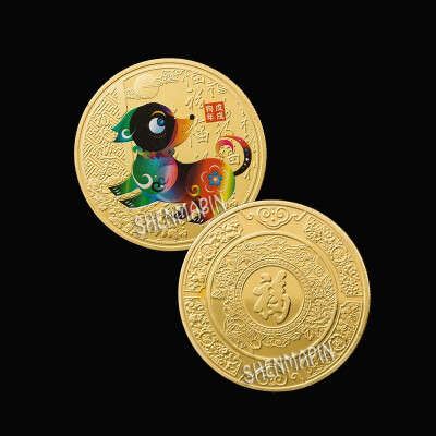 

Lucky dog commemorative coin Chinese characteristics lucky animal Goldsilver plated coin travel gifts