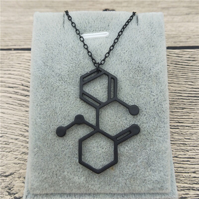 

New Trendy Small Ketamine Molecule Necklace in Rectangle Multipolar Neuron Biology Gift Psychology Jewellery