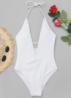 

2018 Deep V Neck Padded Monokini Push Up Bathing Suit