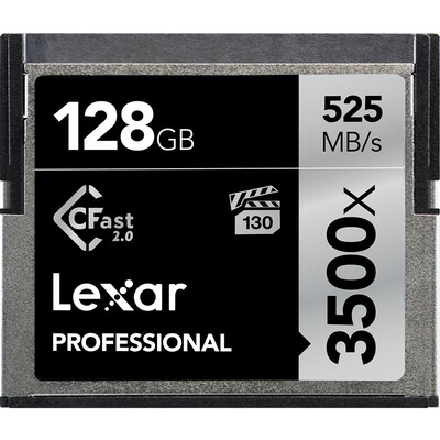 

Lexar 128GB reads 525MBs writes 445MBs CFast 20 memory card 3500x VPG-130 for HD cameras