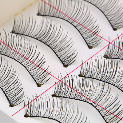 

New 1set/10 Pairs Handmade Fake False Eyelash Lashes Natural Transparent Black Black