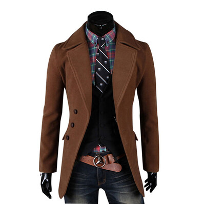

Zogga New Mens woolen Overcoat Single-breasted Lapel Slim
