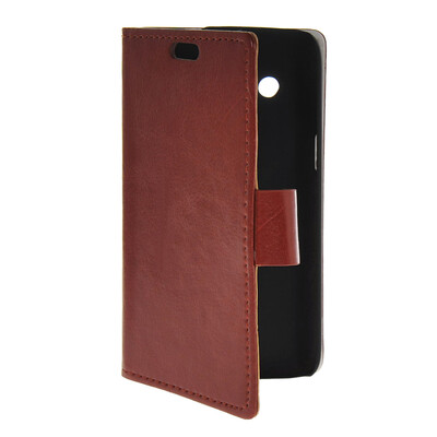

MOONCASE Slim Leather Flip Wallet Card Pouch with Kickstand Shell Back ЧЕХОЛ ДЛЯ Samsung Galaxy Core 4G G3518 Brown