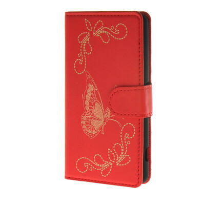 

MOONCASE Butterfly style Leather Side Flip Wallet Card Slot Stand Pouch чехол для Sony Xperia Z4 Compact (Mini) Red