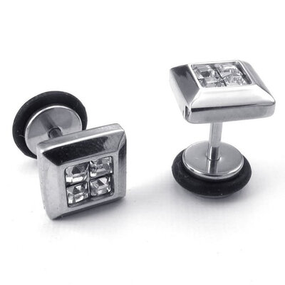

Hpolw Mens Cubic Zirconia Stainless Steel Square Stud Earrings Silver