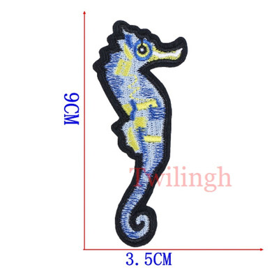 

twilingh Patches Sewing Iron-On Accessories Aquatic Creatures Fish Embroidered Sequined Patches For Clothing