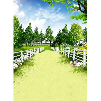 

White Fence Photo Backdrop 57FT Vinyl Fabric Cloth Digital Printing Photo Background s-643