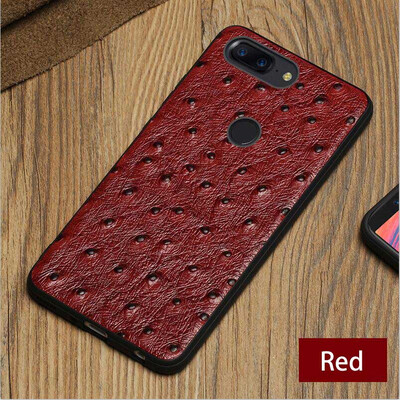 

Genuine Leather Phone Case For Oneplus 5 5T Ostrich Texture Back Cover