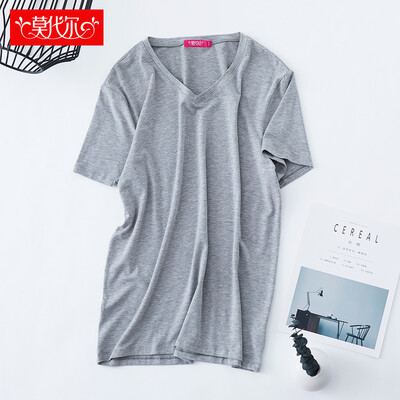 

Modal vest mens V-neck short-sleeved T-shirt stretch Slim mens underwear bottoming shirt V-neck ash 2XL