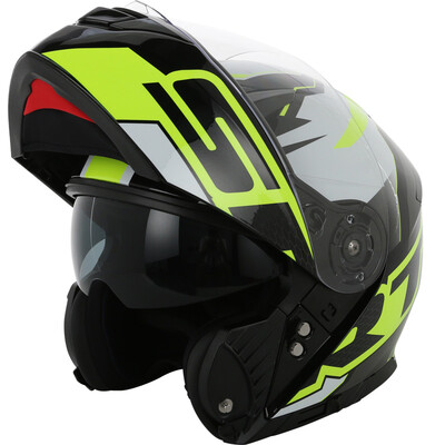 

YOHE 950 eternal double lens electric motorcycle helmet full face helmet men&women summer sunscreen half-covered open face helmet black yellow Dodge XXL code