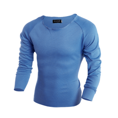 

Zogaa New Men's Knitwear Long Sleeve Slim Round Collar Pure Color