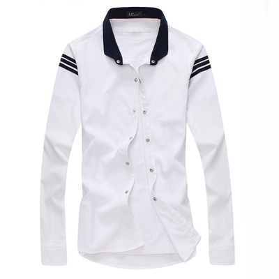 

Zogaa Autumn Men's Shirt Contrast Color Collar Slim Long Sleeve