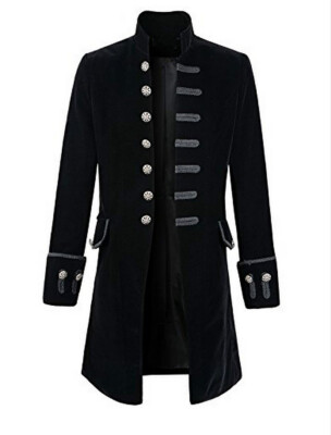 

Mens coat pure color fashion steam punk retro coat