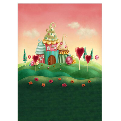 

Red Cartoon Castle Photo Backdrop 57FT Vinyl Fabric Cloth Digital Printing Photo Background s-1140