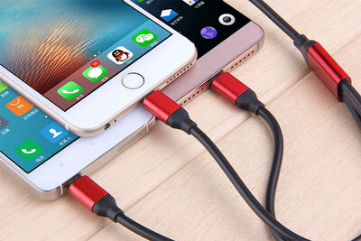 

AFILADO 3-in-1 USB Cable with Micro USBLightningType-C BlackRedBluePink