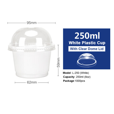 

OTOR Ice Cream Bowl Disposable Plastic Cup Bowl with Lid Take Away Food Container for Dessert Fast food Bento Soup 300ml250ml