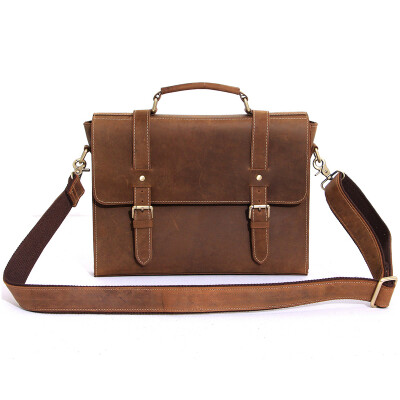 

2016 luxury brand men genuine leather briefcase ipad bag handbag vintage cowhide shoulder bag for men large business bag