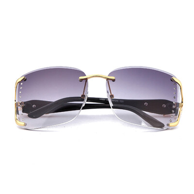 

FEIDU 2016 Fashion High Quality Rhinestone Diamond Shaped Sunglasses Women Brand Designer Retro Purple Rimless Faceted