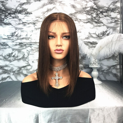 

T-top Hair Bob Straight Middle Part Human Hair Lace Front Wig Short Bob Remy Hair Glueless Wig For Ladies